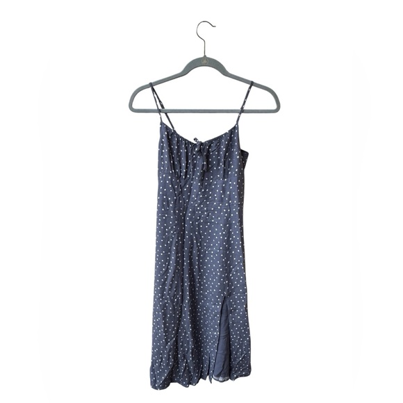 Abercrombie & Fitch Tie-Front Poka Dots side slit Midi dress Size XS preppy - Picture 2 of 7